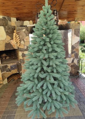 Новогодняя елка пышная 150 cм HouseWood Буковельская литая с подставкой (голубая)