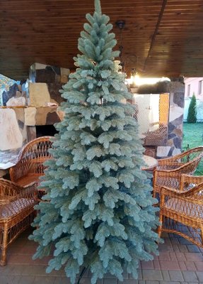 Новогодняя пышная елка Элитная с подставкой голубая 150 см