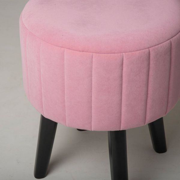 Пуф круглий HouseWood HW25 з дерев'яними ніжками венге + рожевий 37х45см, Рожевий