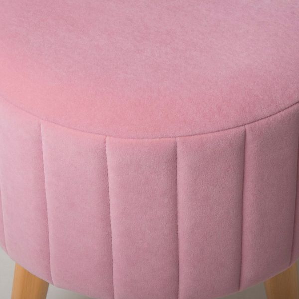 Пуф круглий HouseWood HW25 з дерев'яними ніжками лак + рожевий 37х45см, Рожевий